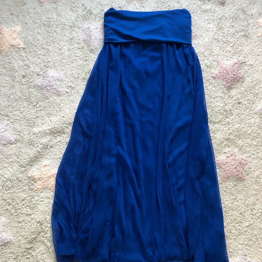 Blue maxi skirt / strapless dress option